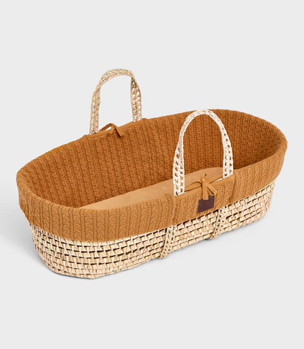 The Little Green Sheep Organic Knitted Moses Basket & Mattress - Honey view 1
