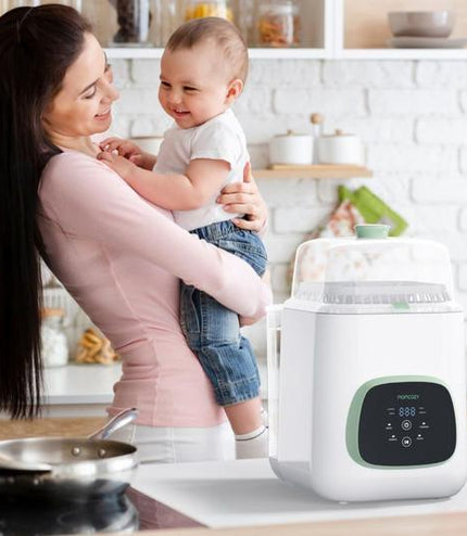 MOMCOZY KleanPal Pro Baby Bottle Washer, Steriliser & Dryer - White & Green