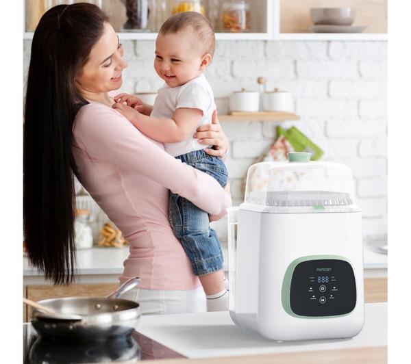 MOMCOZY KleanPal Pro Baby Bottle Washer, Steriliser & Dryer - White & Green