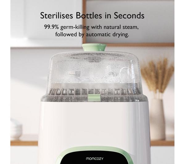 MOMCOZY KleanPal Pro Baby Bottle Washer, Steriliser & Dryer - White & Green