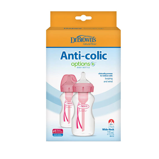DR BROWN'S Options + 2Pk Bottle Wide Neck 270Ml Pink