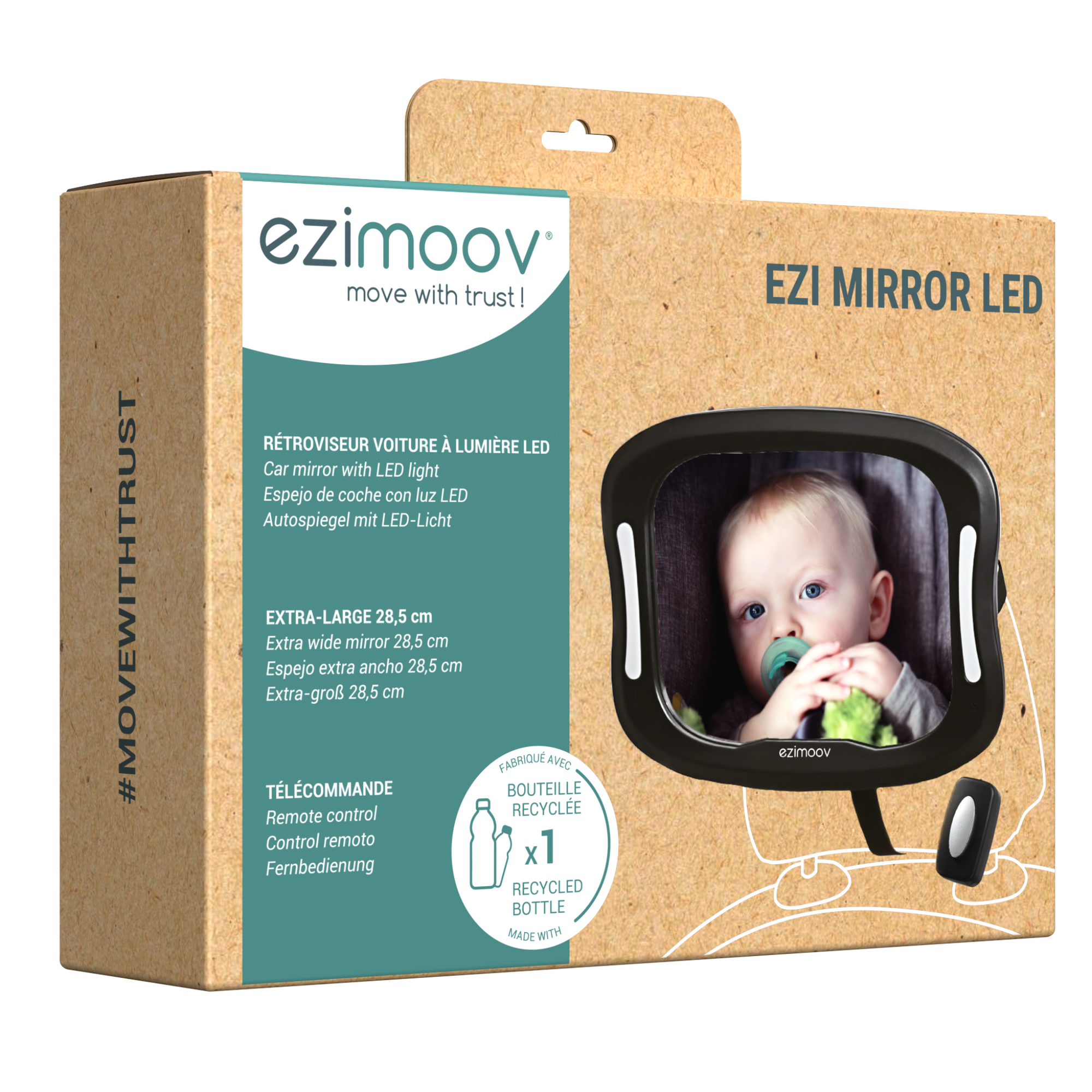 EZIMOOV Baby Car Mirror with LED Light - Happy Baby
