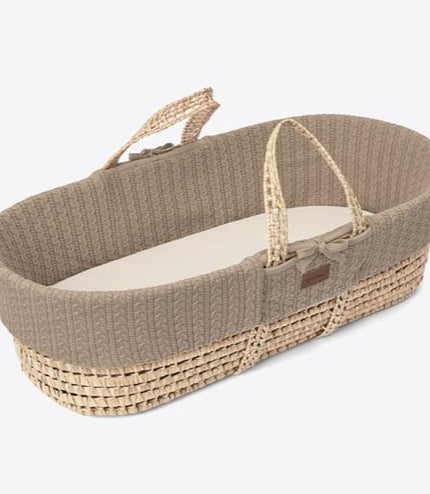 Little Green Sheep - Moses Basket and Walnut Rocking Stand Bundle - Knitted Truffle