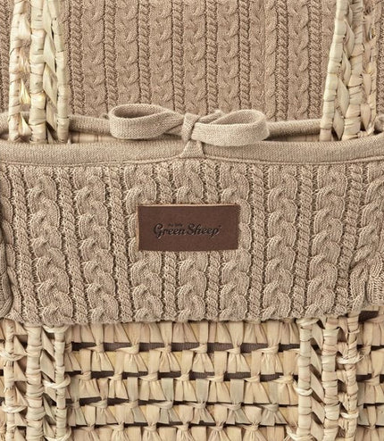Little Green Sheep - Moses Basket and Walnut Rocking Stand Bundle - Knitted Truffle
