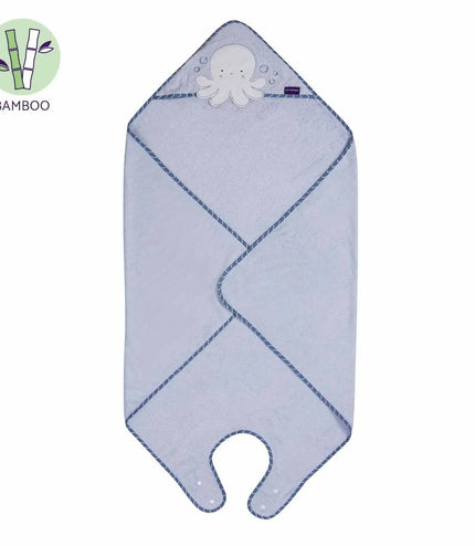 Clevamama Bamboo Extra Large Apron Baby Bath Towel - Blue view 1