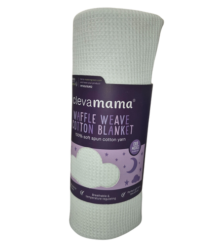 Clevamama waffle weave Crib/Moses blanket baby blue 70x90cm