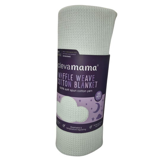 Clevamama waffle weave Crib/Moses blanket baby blue 70x90cm