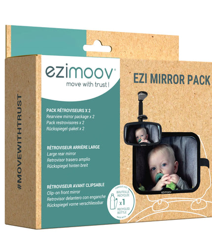 Ezimoov Ezi Mirror Pack - Clip-On Rear View Mirror & Large Mirror