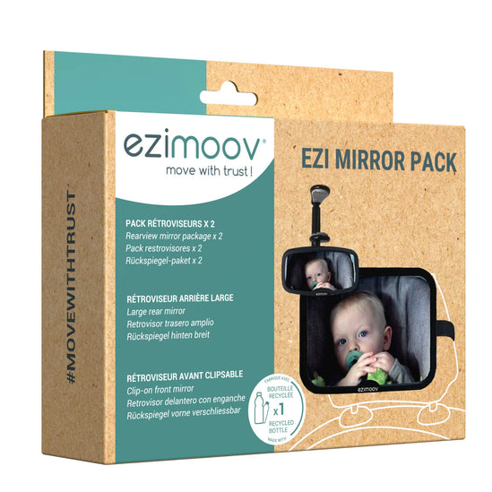 Ezimoov Ezi Mirror Pack - Clip-On Rear View Mirror & Large Mirror