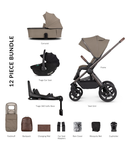 Venicci Upline 2 - 3 in 1 Buggy with Tiago 360 Car Seat + isofix - SE Powder