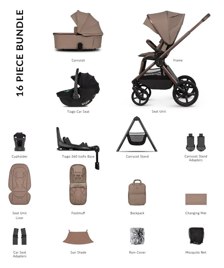 Venicci Upline 3 Ultimate Travel System Bundle - Sand