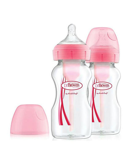 DR BROWN'S Options + 2Pk Bottle Wide Neck 270Ml Pink