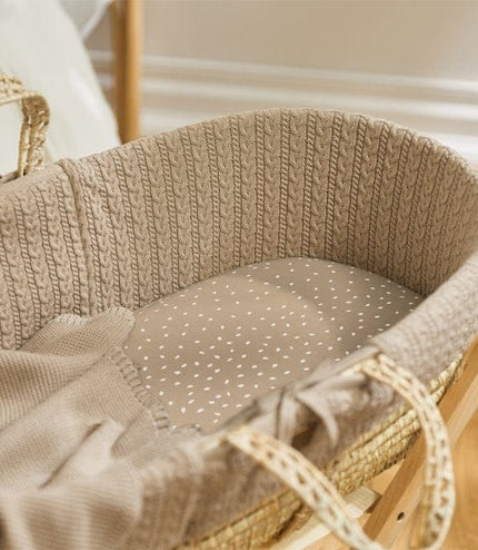 Little Green Sheep - Moses Basket and Natural Rocking Stand Bundle - Knitted Truffle