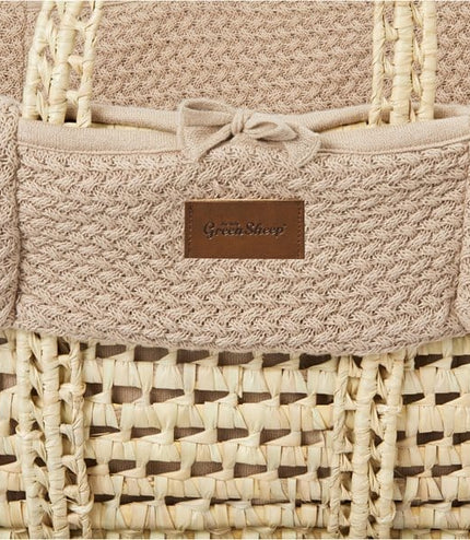 Little Green Sheep - Moses Basket and Natural Rocking Stand Bundle - Knitted Truffle