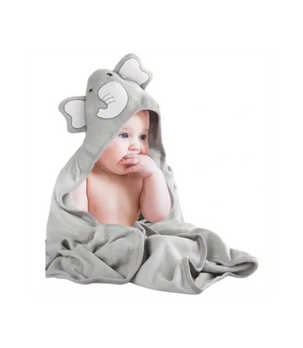 Momcozy Baby Hooded Towel - 2x Hooded Towels & 6 Washcloths Grey/White