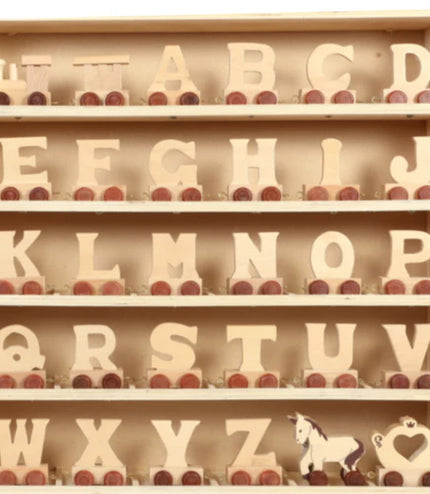 Natural wooden letter Train