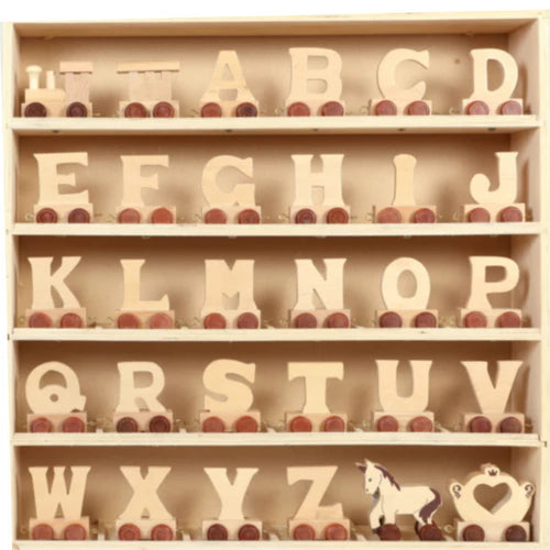 Natural wooden letter Train