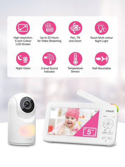 VTech VM5467 5inch Pan & Tilt Video Monitor with Night Light