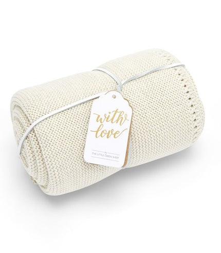 Organic Knitted Cellular Baby Blanket - Happy Baby