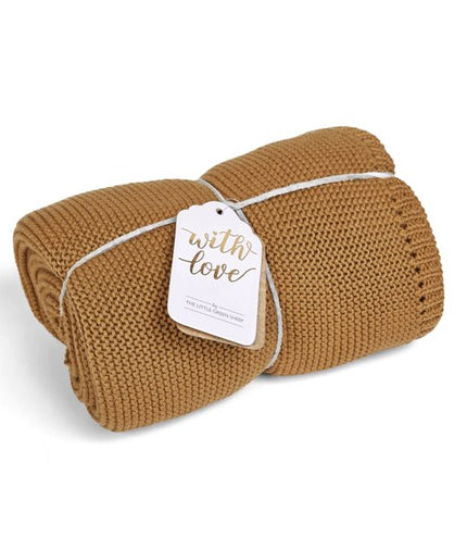 Organic Knitted Cellular Baby Blanket - Happy Baby
