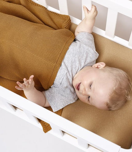 Organic Knitted Cellular Baby Blanket - Happy Baby