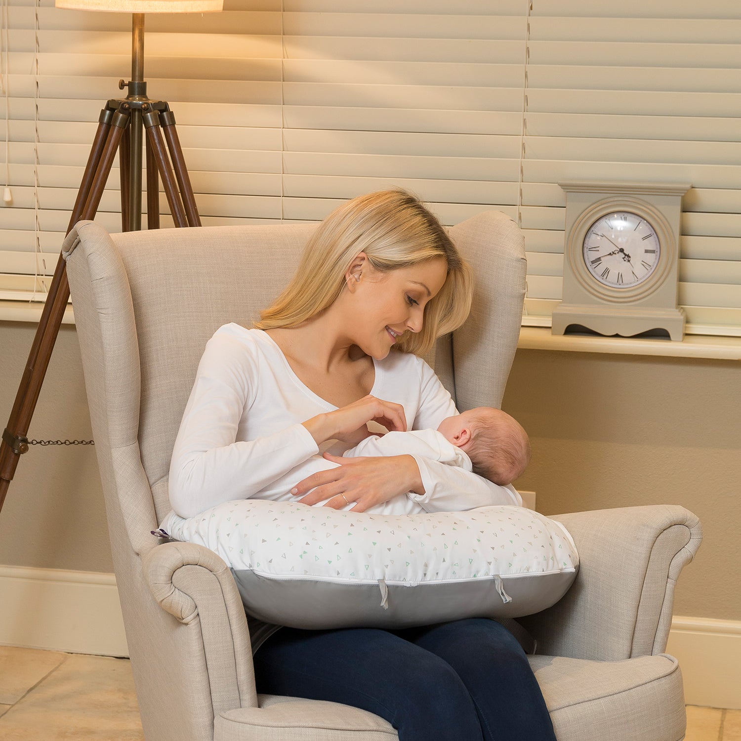ClevaCushion™ Nursing Pillow & Baby Nest - Happy Baby