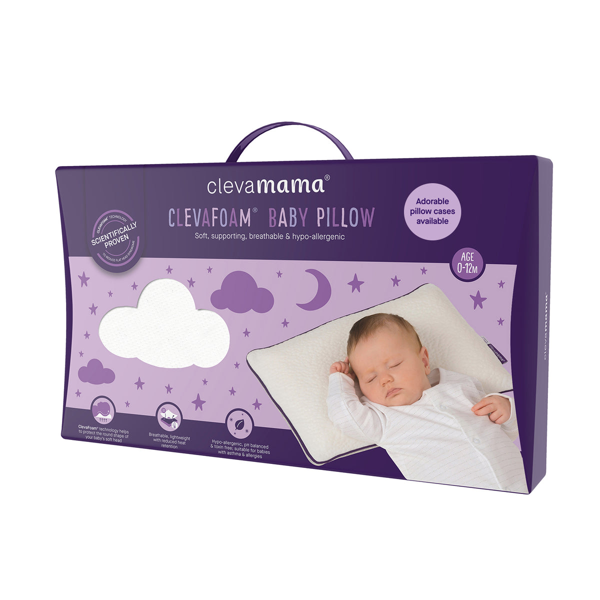 Clevamama ClevaFoam® Baby Pillow - Happy Baby