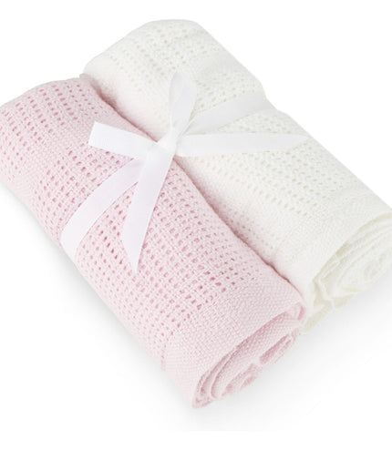 Baby Elegance 2 Pack Cellular Blanket - Happy Baby
