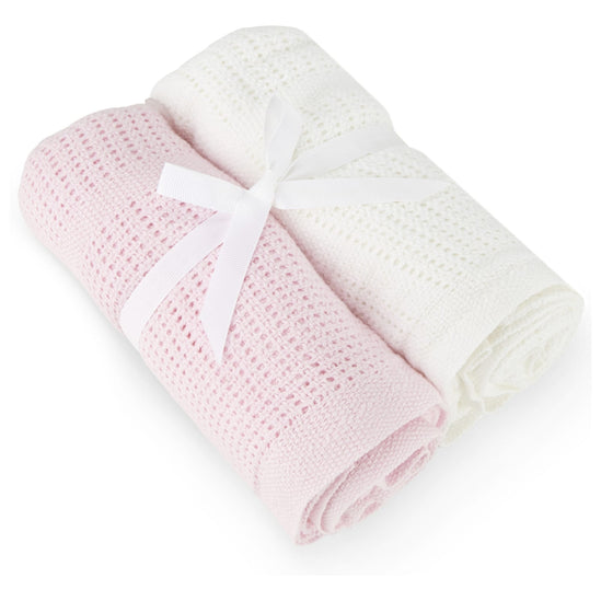 Baby Elegance 2 Pack Cellular Blanket - Happy Baby