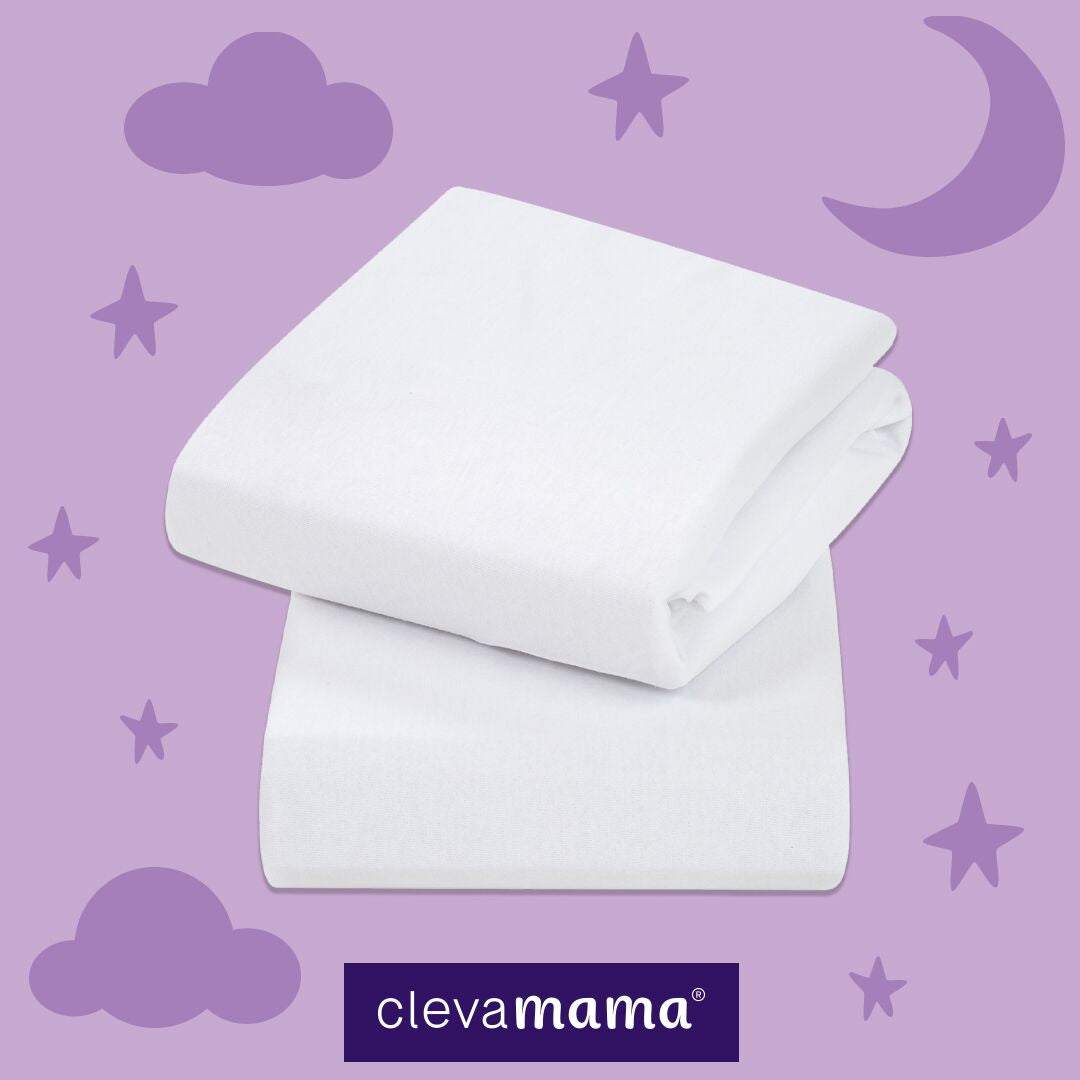 Clevamama Jersey Fitted Sheet Crib/Cradle White - Happy Baby