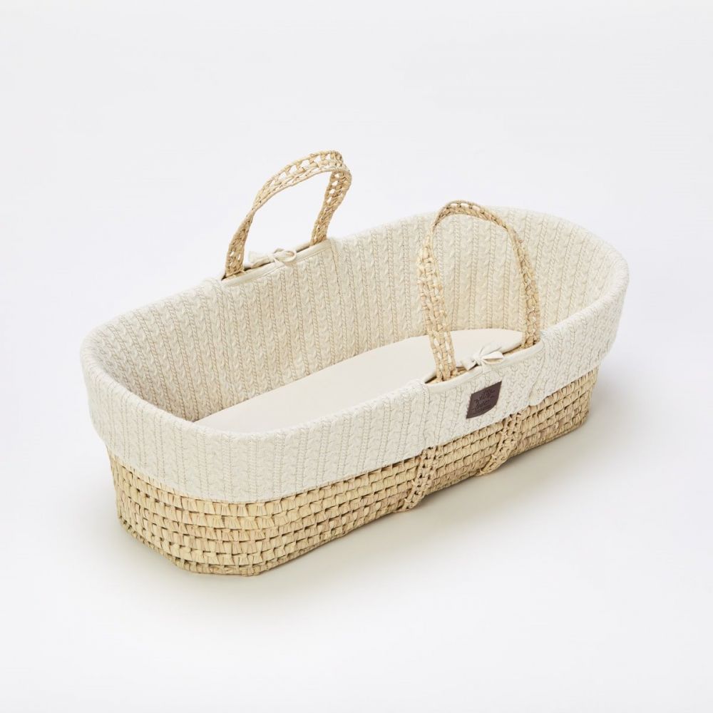 The Little Green Sheep Organic Knitted Moses Basket & Mattress - Happy Baby