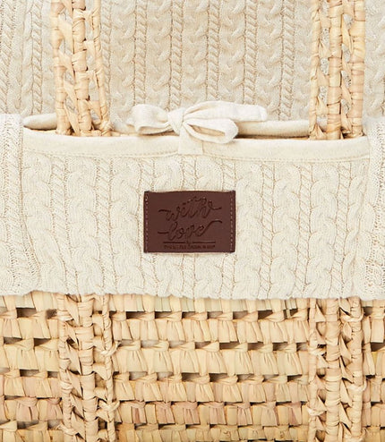 The Little Green Sheep Organic Knitted Moses Basket & Mattress - Happy Baby