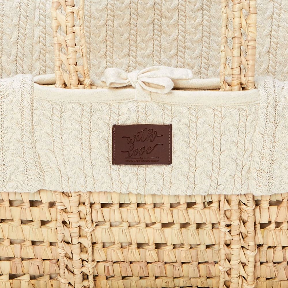 The Little Green Sheep Organic Knitted Moses Basket & Mattress - Happy Baby