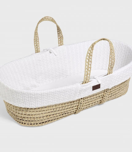 The Little Green Sheep Organic Knitted Moses Basket & Mattress - Happy Baby